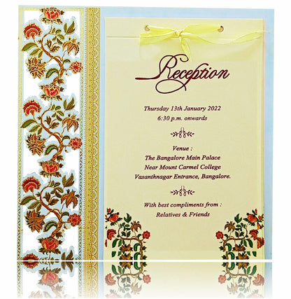 Pretty Red Flower Design Sky Blue Invitation Card - KNKA8053