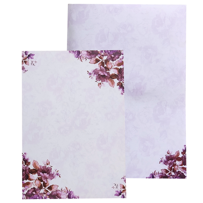 Violet Prince Paper Print Floral Wedding Card In Offset Printing-KNPP680V-King of Cards