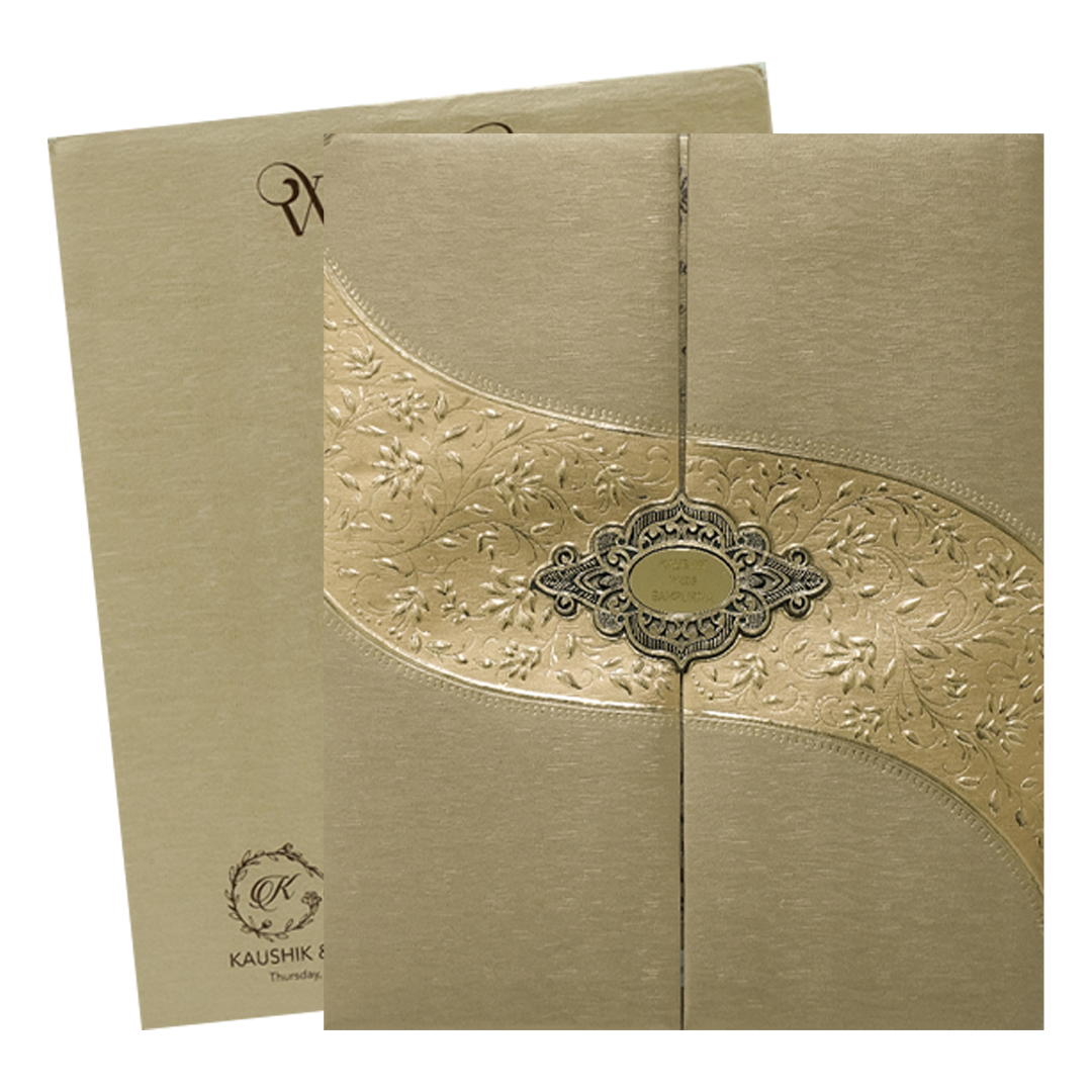 Check out Gold Floral Padded Wedding Card at best price. ✅WhatsApp Support ✅Express Delivery.|King of cards.