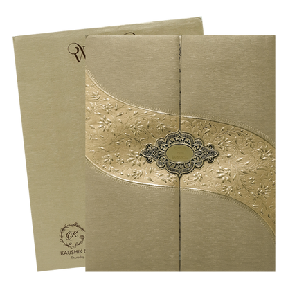 Check out Gold Floral Padded Wedding Card at best price. ✅WhatsApp Support ✅Express Delivery.|King of cards.