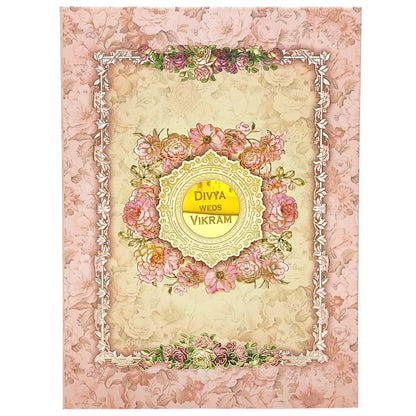 Pink Padded Floral Wedding Card In Offset Design-KNPO9531P