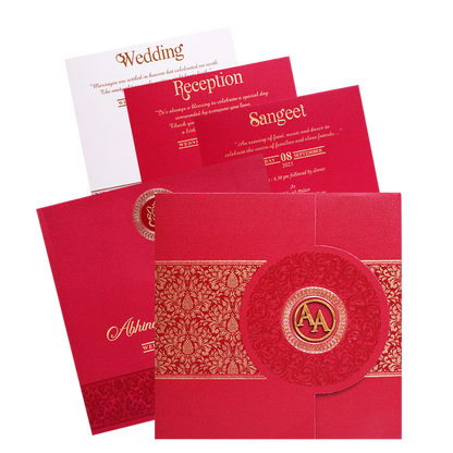 Red Floral Door Box Wedding Card-King of Cards