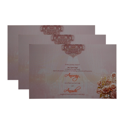 Cream Premium Padded Wedding Invitation-King of Cards