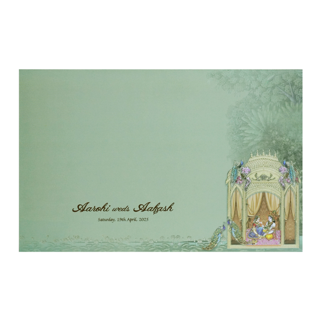 Olive Green Traditional Padded Wedding Card-King of Cards