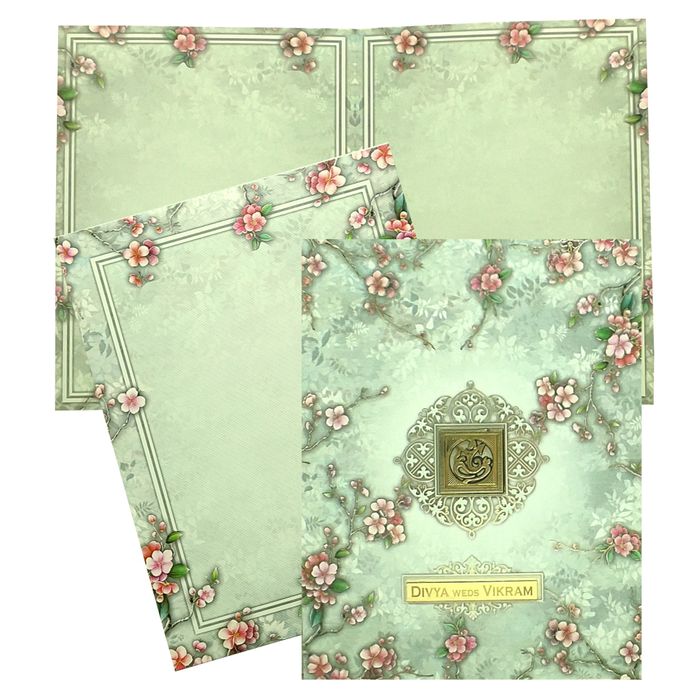 Green Floral Nameplate Invitation Card-King of Cards