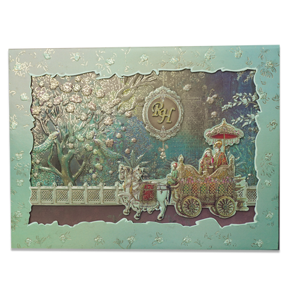 Green Procession Padded Wedding Card - KSI64110