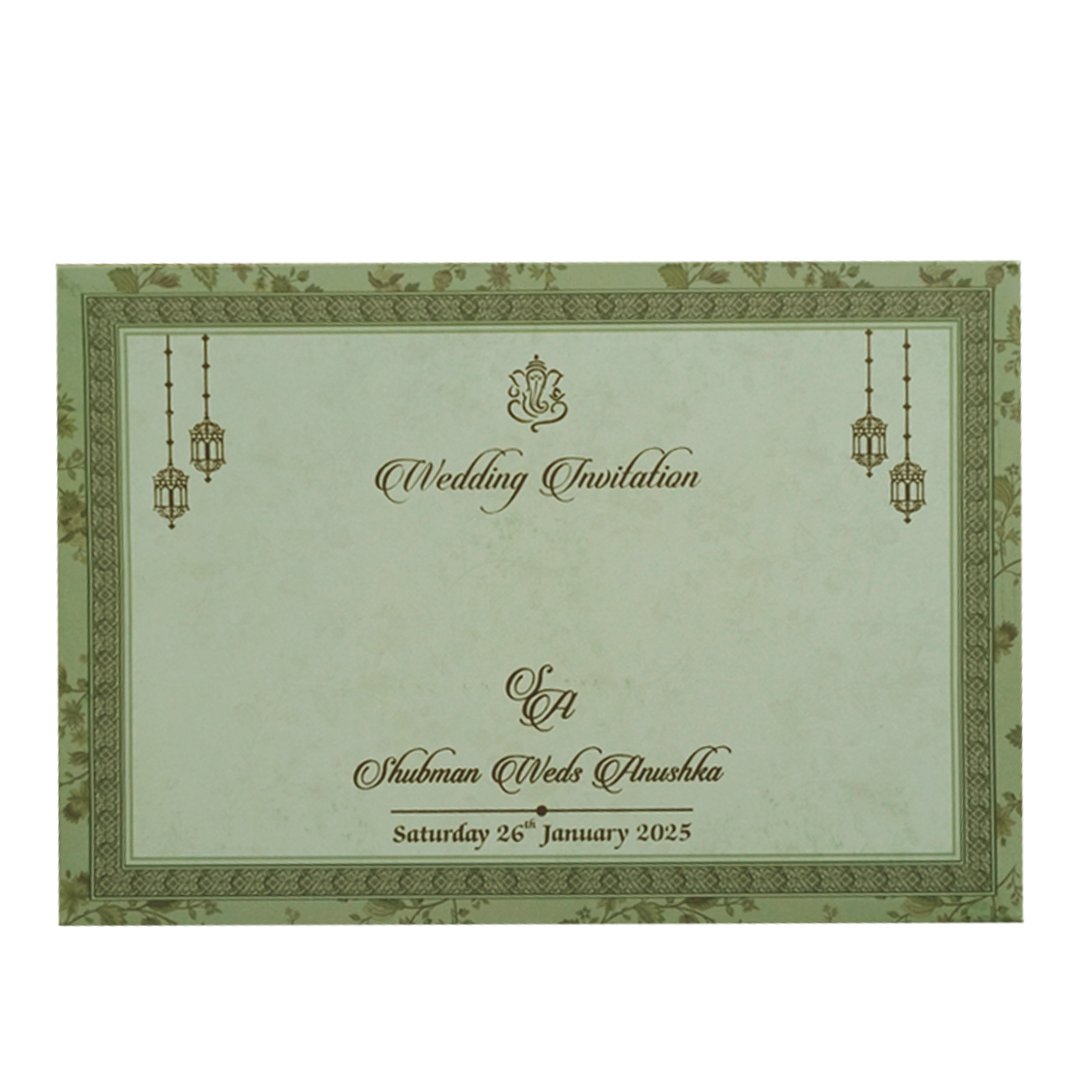 Mint Green Marriage Invitation Card-KRB8250