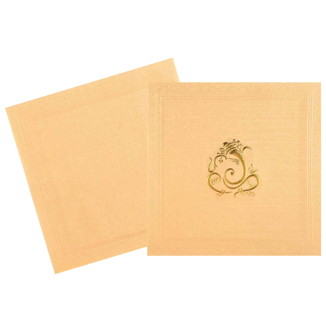 Perfect Cream Shading With Golden Ganesha Wedding Card - KNK43211