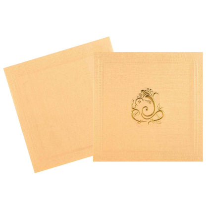 Perfect Cream Shading With Golden Ganesha Wedding Card - KNK43211