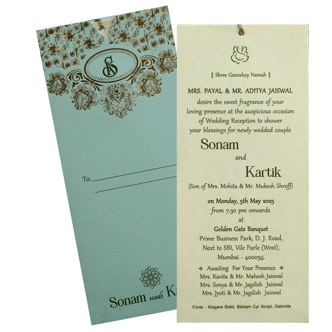 Beige Soft Green Single Invitation-KRCS7051