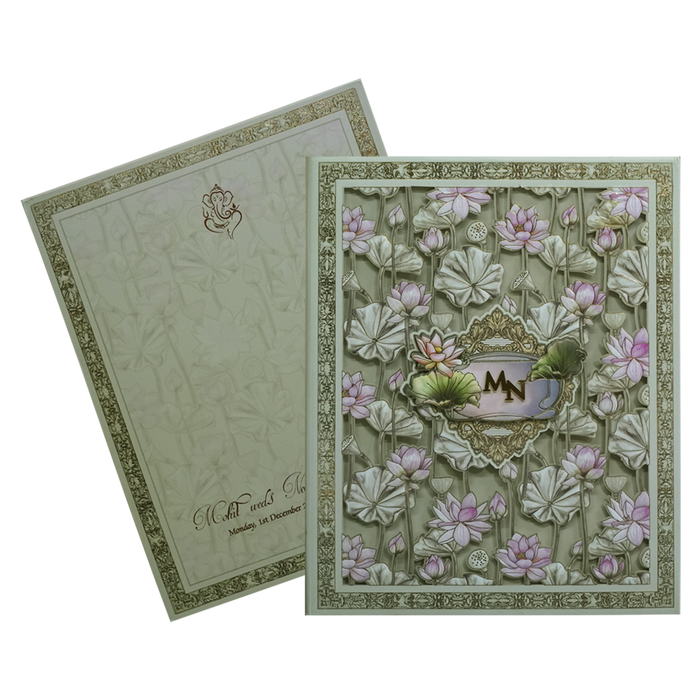 Cream Laser Cut MDF Premium Wedding Card-King of Cards