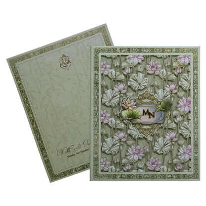 Cream Laser Cut MDF Premium Wedding Card-King of Cards