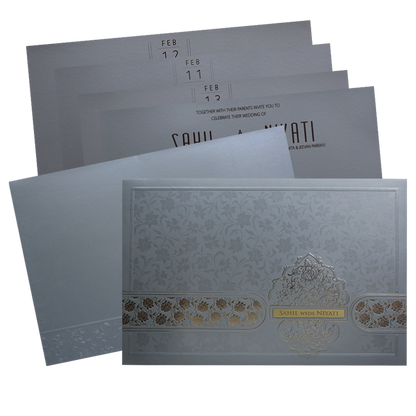 Grey Floral Marriage Invitation-King of Cards