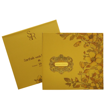 Mustard Gold Floral Embossed Premium Card-KPR24120