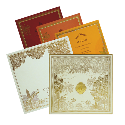 Cream Gold Foiled Wedding Card Design-King of Cards