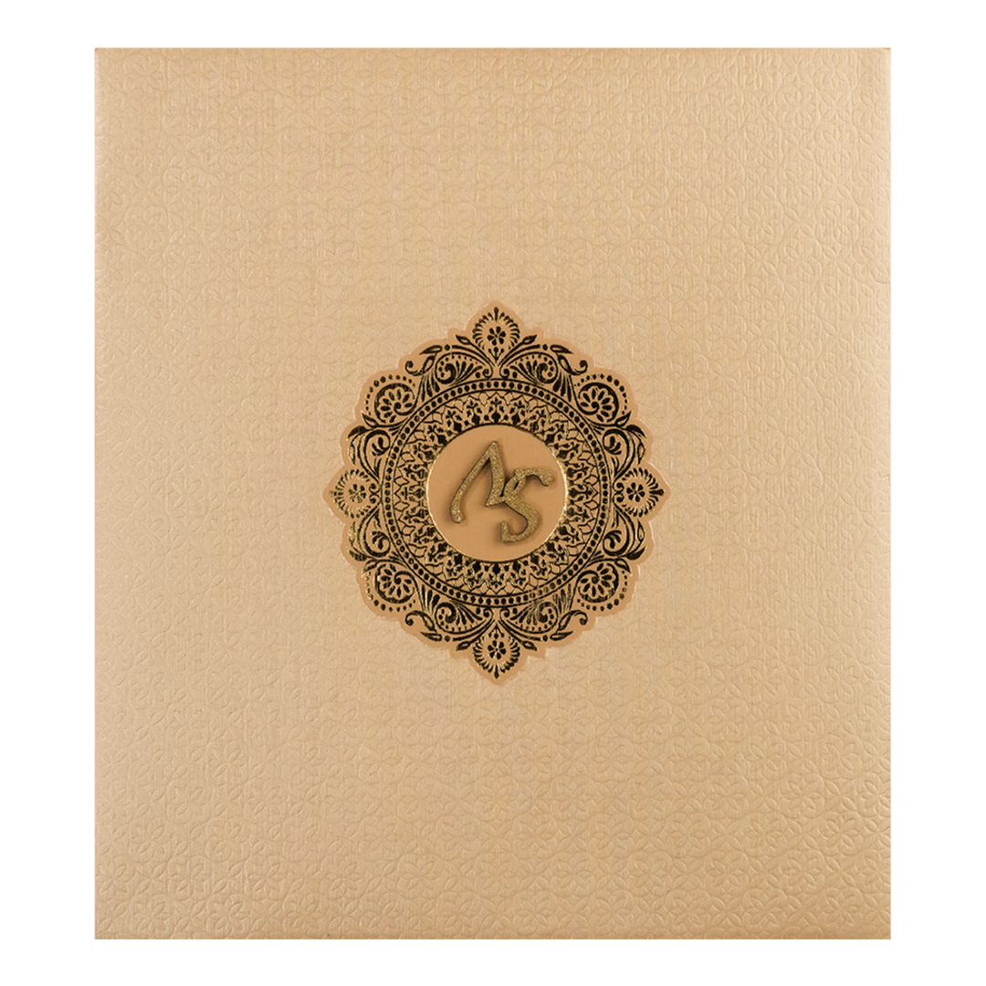 Peach Monogram Padded Wedding Card-KSI64440