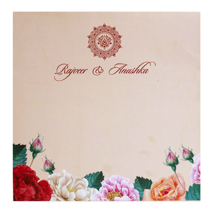 Pink Floral Tracing Wedding Invitation-King of Cards