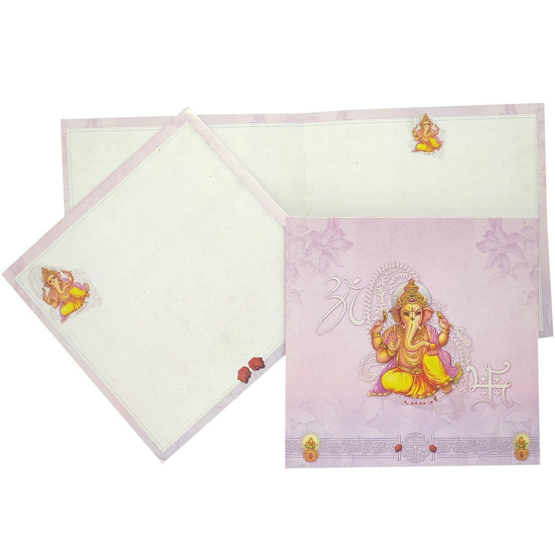 Elegant and attractiveWhite and pink shade ganesha offset printinvitation card! Buy now! &amp;