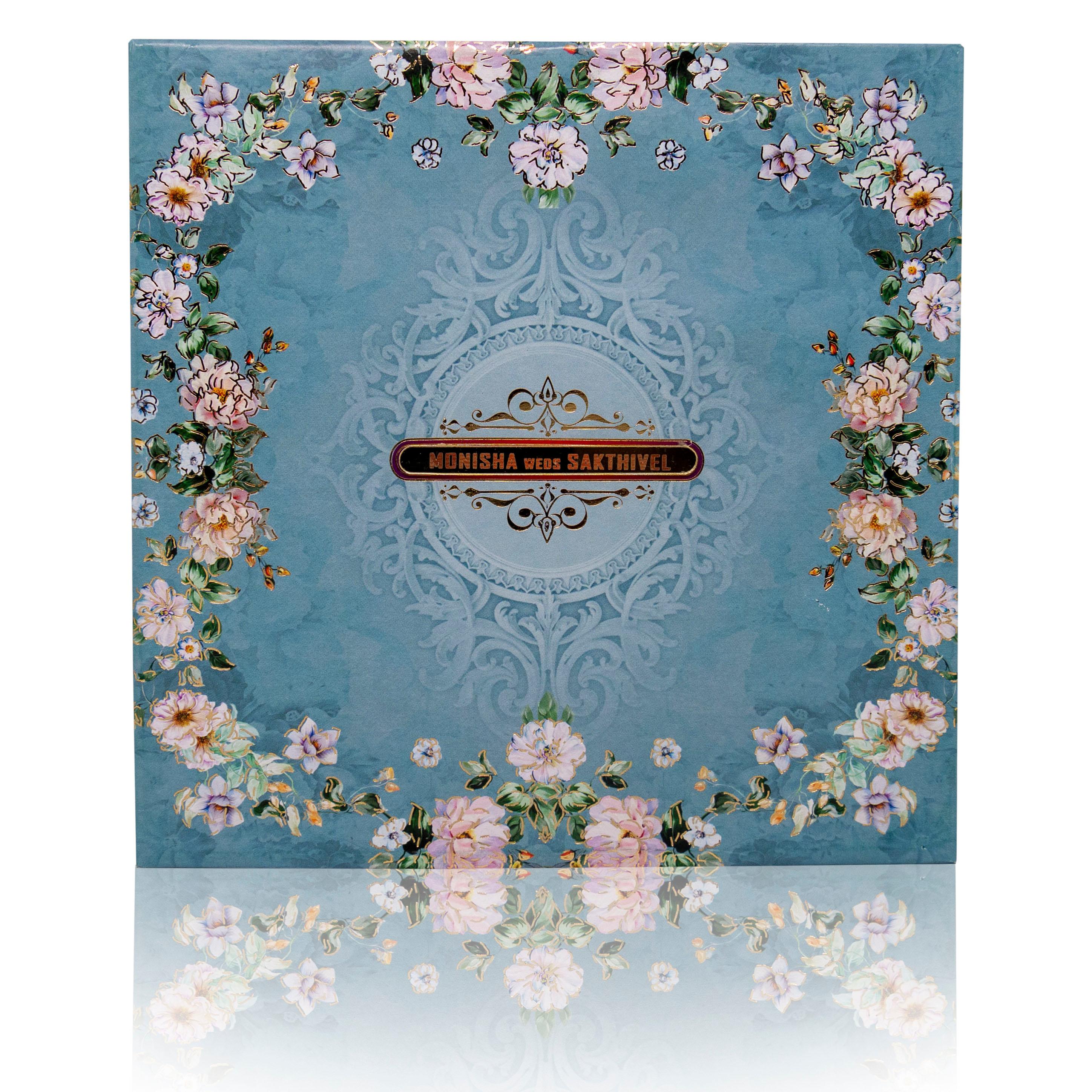 Blue Padded Premium Floral Design In Offset-KNPO5512B