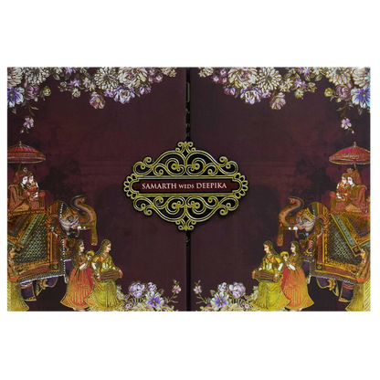 Chocolate Brown Floral Invitation-King of Cards