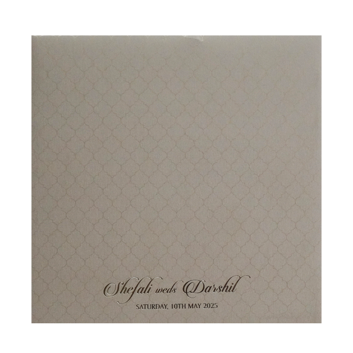 Light Brown Embossed Padded Invitation Card-King of Cards