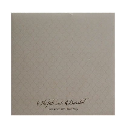 Light Brown Embossed Padded Invitation Card-King of Cards