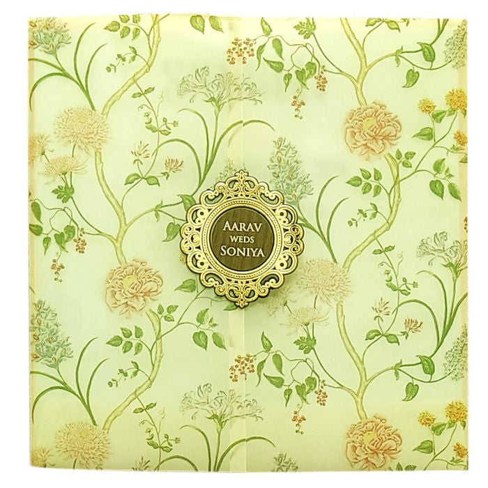 Cream Tracing Invitation Card-King of Cards