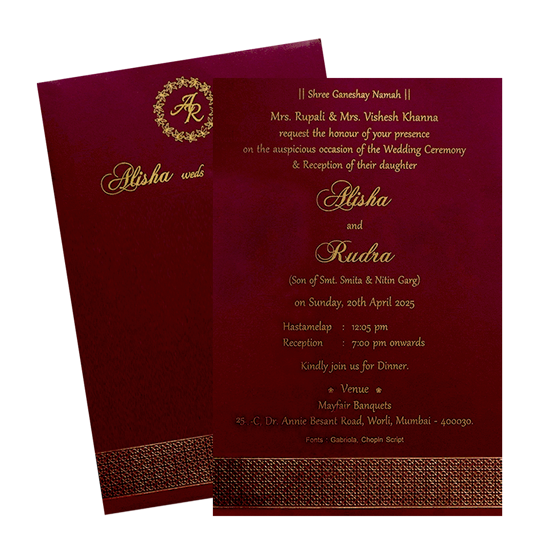 Dark Raspberry Single Sheet Invitation-King of Cards