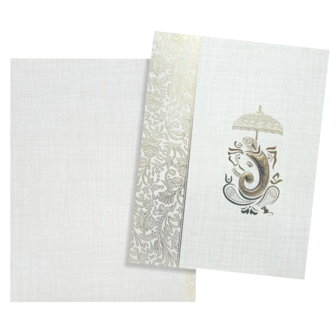 Grey Metallic Floral Design With Ganesha Under An Umbrella-KNK50142-King of Cards