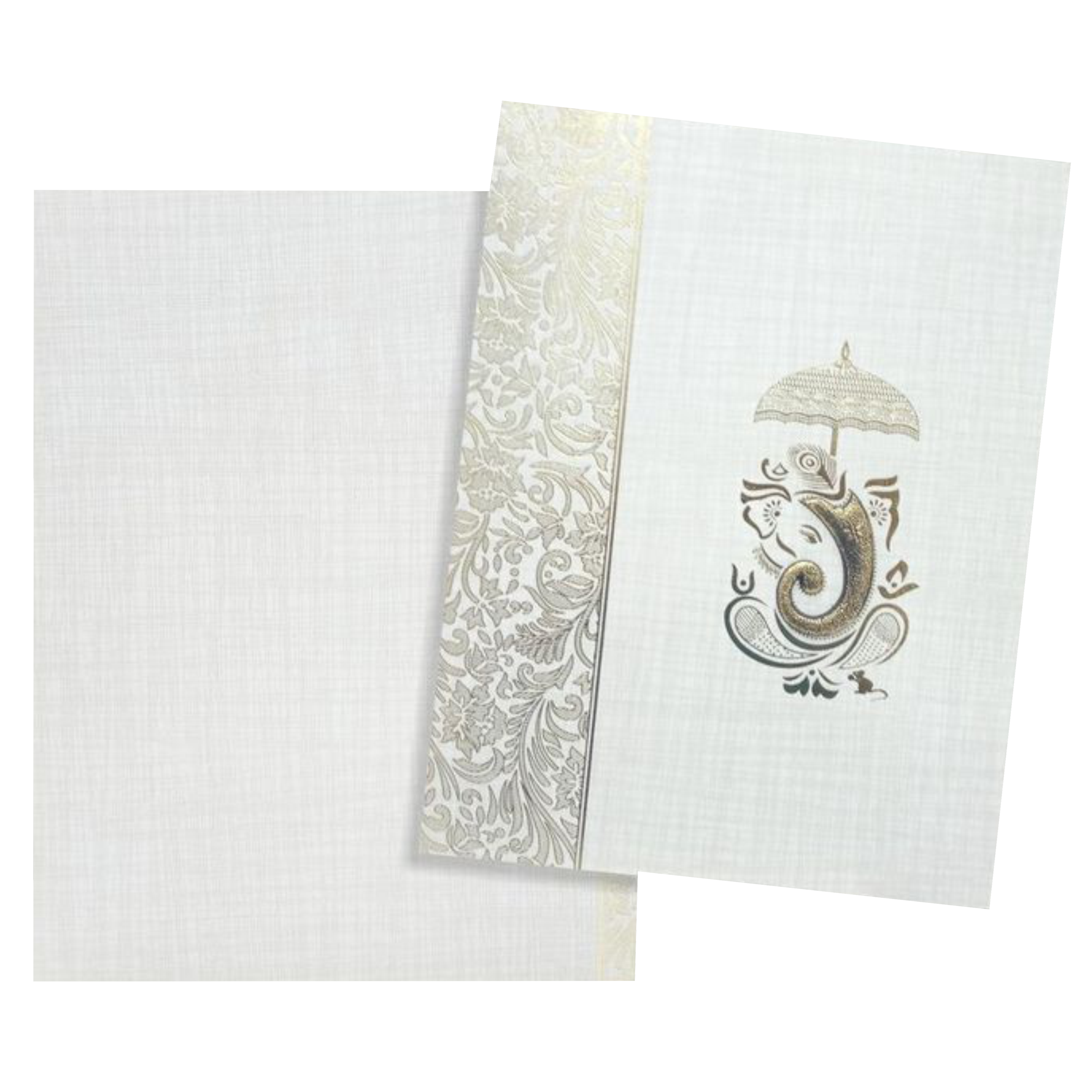 Grey Metallic Floral Design With Ganesha Under An Umbrella-KNK50142-King of Cards