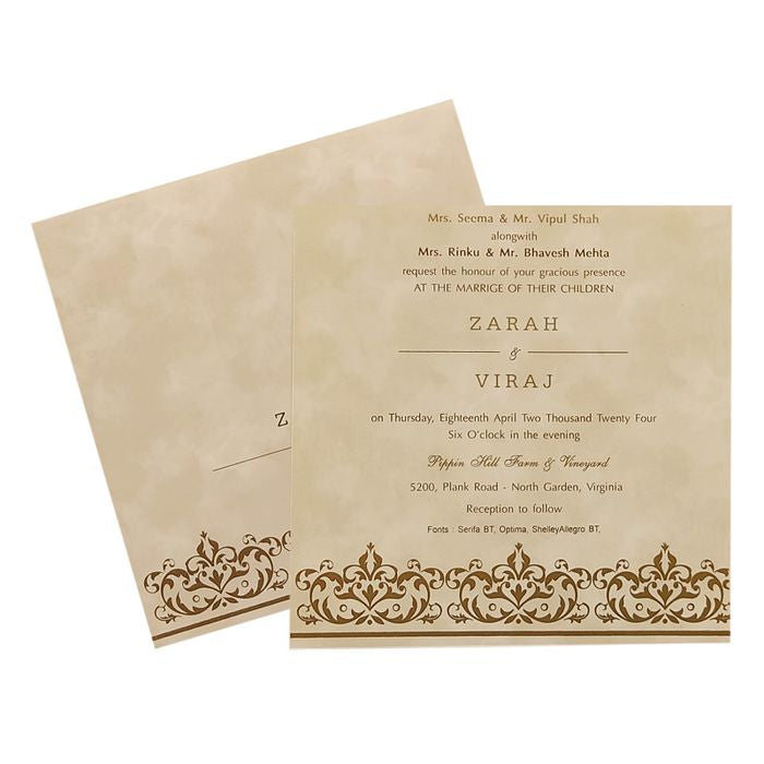 Brown Shade Single Sheet Invitation Card-King of Cards