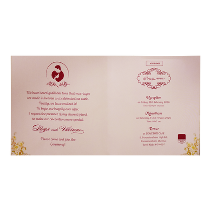 Berry Pink Floral Offset Print Invitation With Name Plate-KNKBY5406-King of Cards