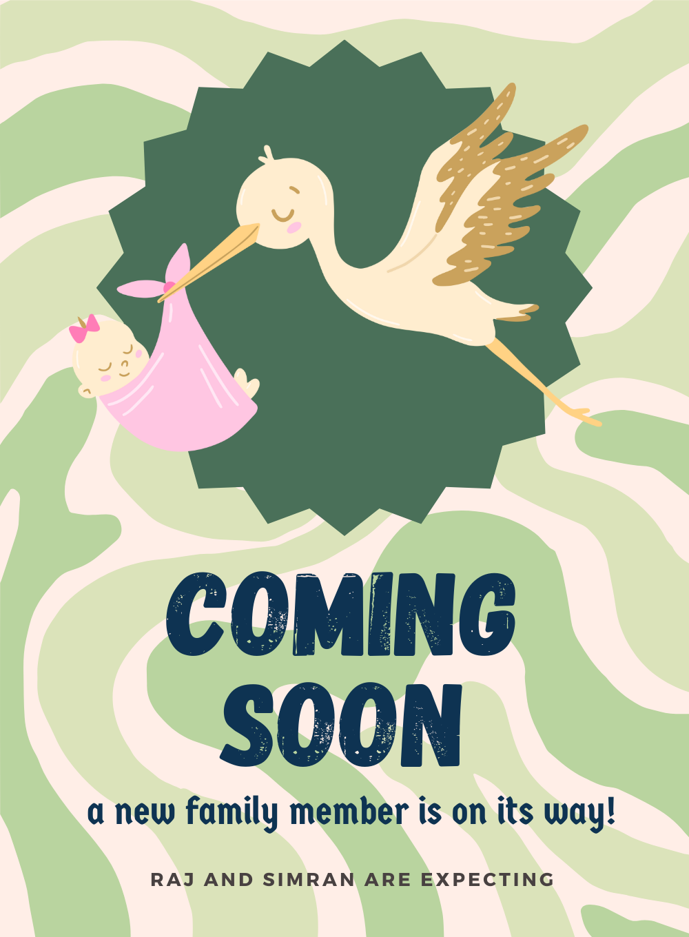 Cerulean Stork Pregnancy Announcement Invitation-AAPAI004