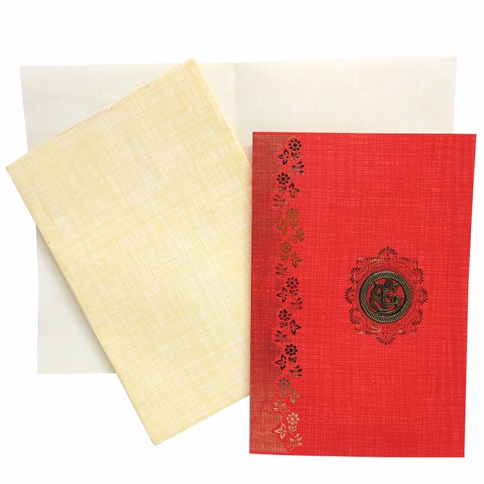 Red Classic Paper Colour With Gold Foiling Floral Print Design-KNCPC606E-King of Cards