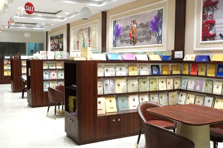 Interior of a store with wedding cards on display