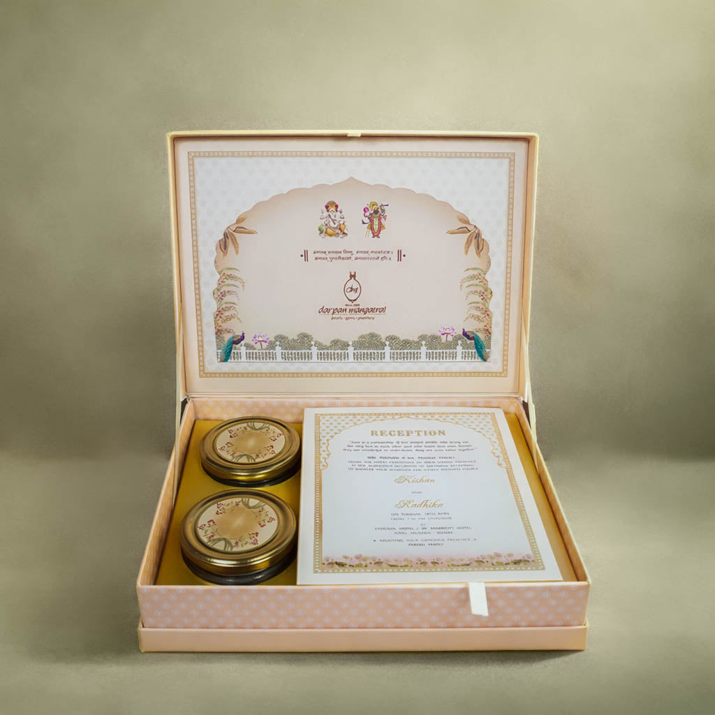 Pink Radha Krishna Wedding Invitation Box-KMMEX8340