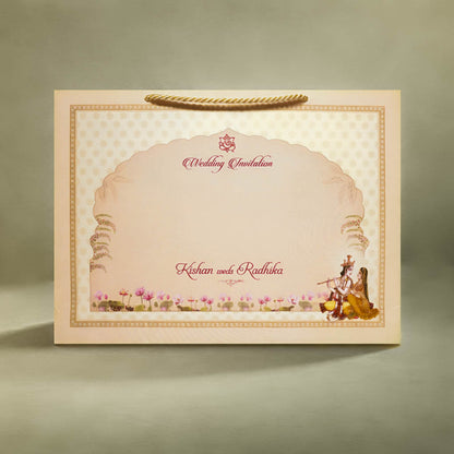 Pink Radha Krishna Wedding Invitation Box-KMMEX8340