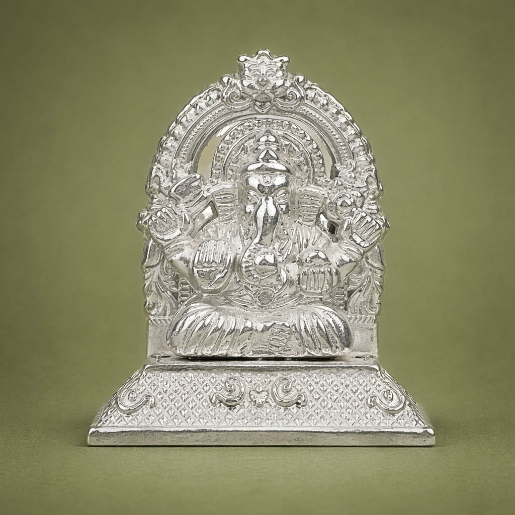 Antique Silver Lord Ganesha Idol - GRI0140