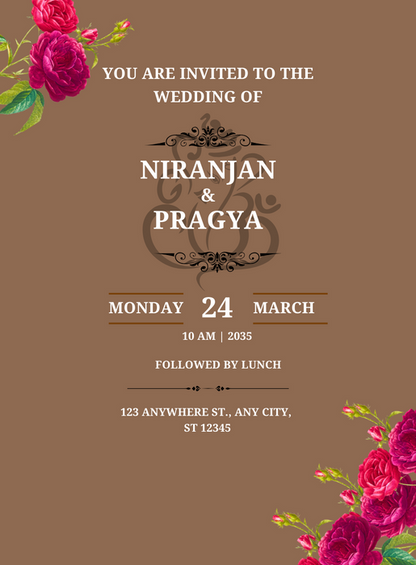 Chocolate Roses South Indian Wedding Invitation-AASIW016