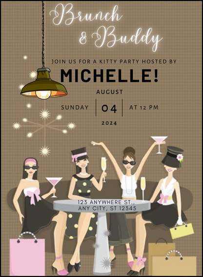 Chocolate Vibrant Kitty Party Invitation-AAKPI004