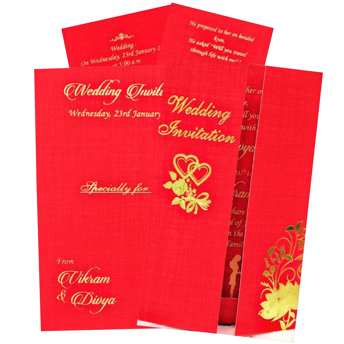 Outstanding Red Color With Door Type Flower Personal Invitation Card - KNKP004R-King of Cards