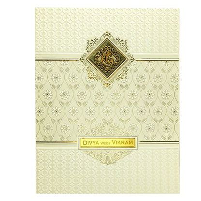 White Embossed Floral Invitation Card-King of Cards