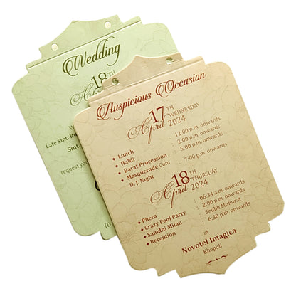 Pale Light Brown Laser Cut Wedding Card-KVN06700