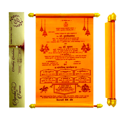 Celebrate in style with customized Orange Velvet Scroll Card Order now! ?WhatsApp Support ?Express Delivery.