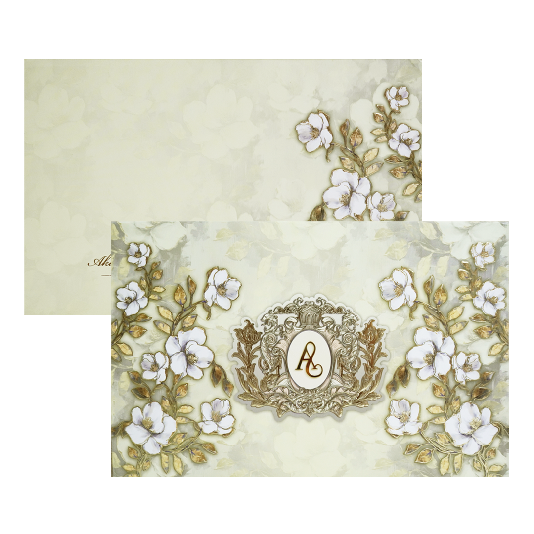 Yellow Floral Padded Wedding Card-King of Cards
