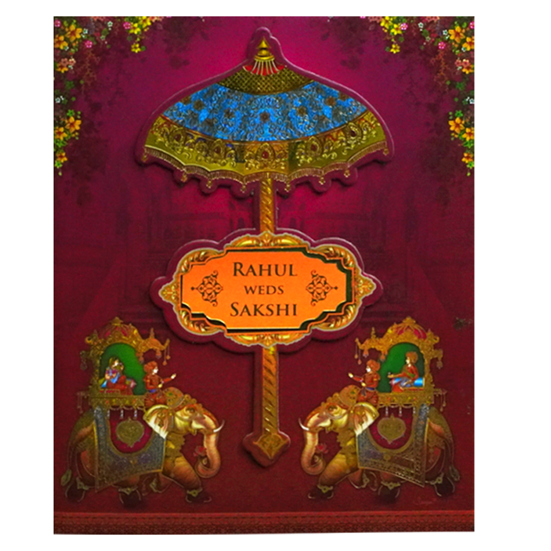 Orange Royal Padded Wedding Card-KSI11520