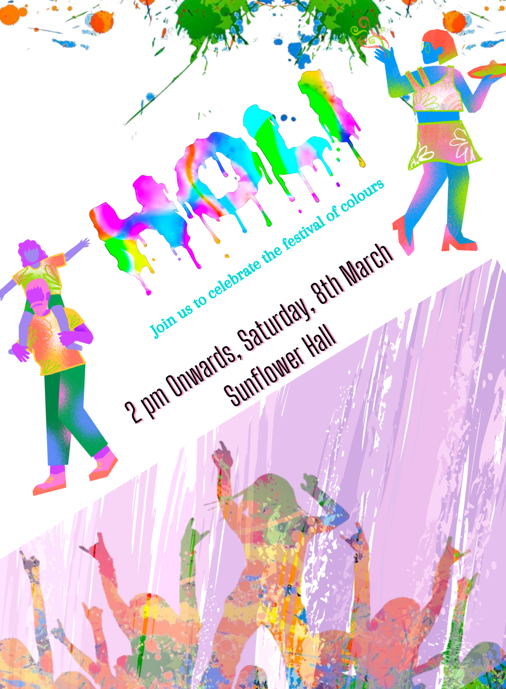 Color Burst Holi Invitation-King of Cards