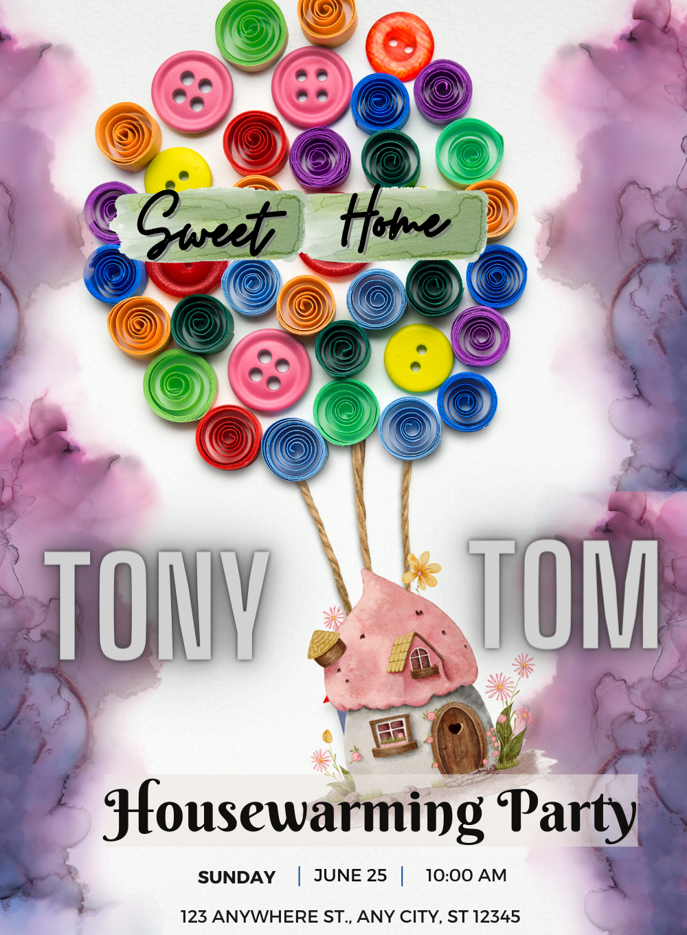 Colorful Button Housewarming Invitation-AAHMI0013