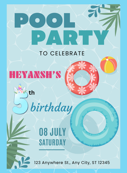 Colorful Chaos Pool Party Invitation-AAPPI032