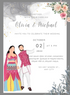 Colourful Couple Caricature Wedding Invitation-AACAR015